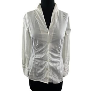 SEIDENSTICKER White Cotton Long Sleeve Stand Collar Button Down Shirt Size 34